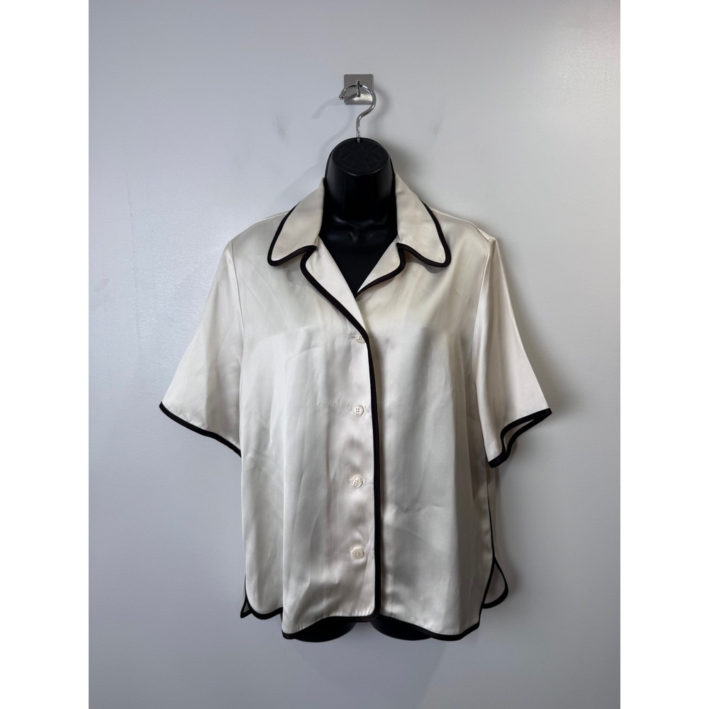 NWT COS Women Contrast Piped Satin Shirt Size 14